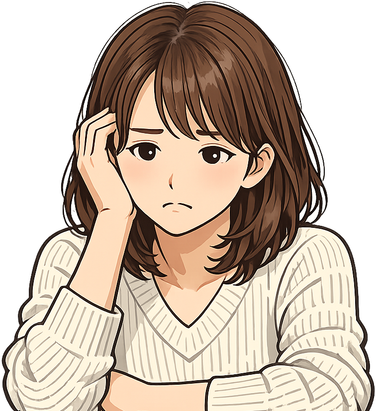 深刻な考えごとをしている女性