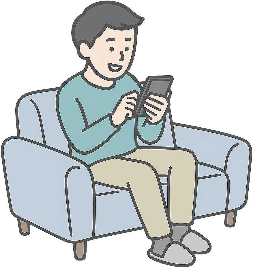 楽しそうにスマホを見ている男性