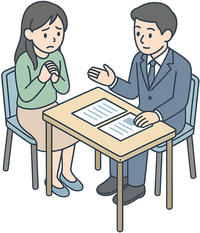 弁護士に相談している女性