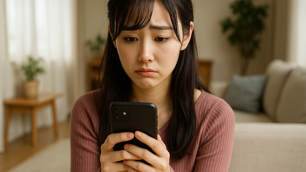 DMを読んでいる女性