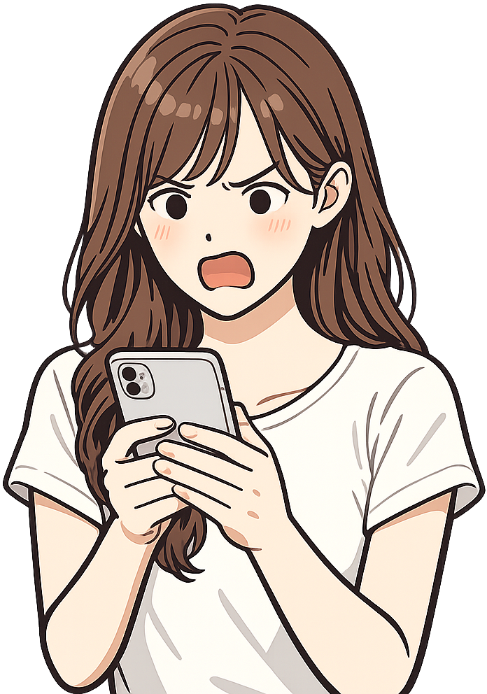 スマホを見て憤慨している女性