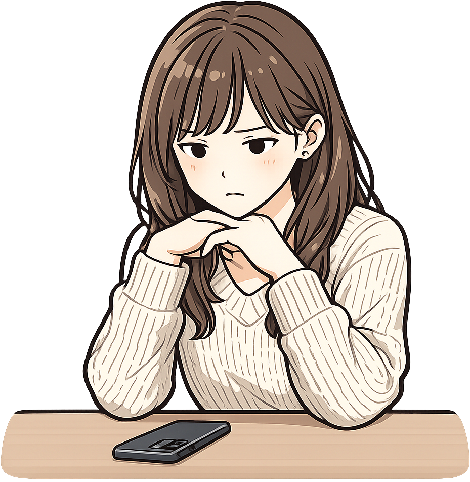 スマホを見つめている女性