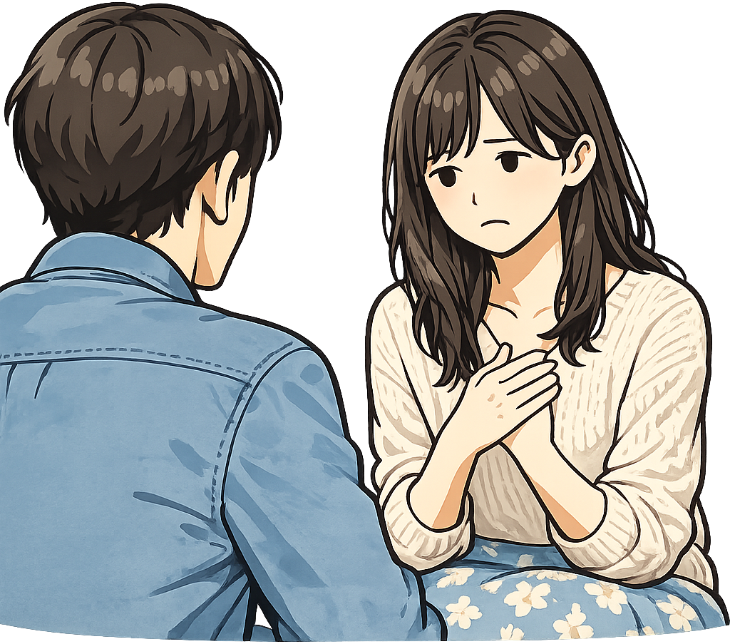 不安を伝えている女性