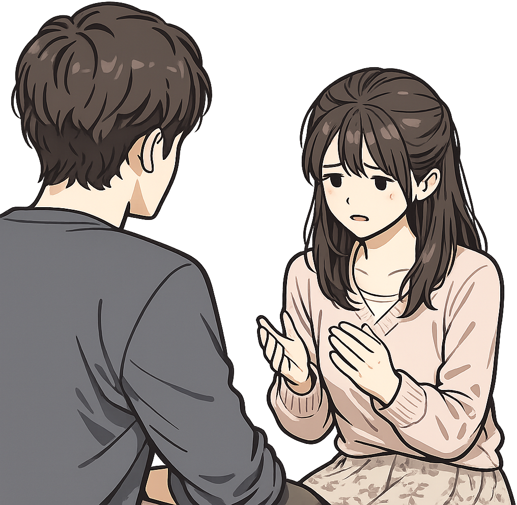 深刻な話をしている男女