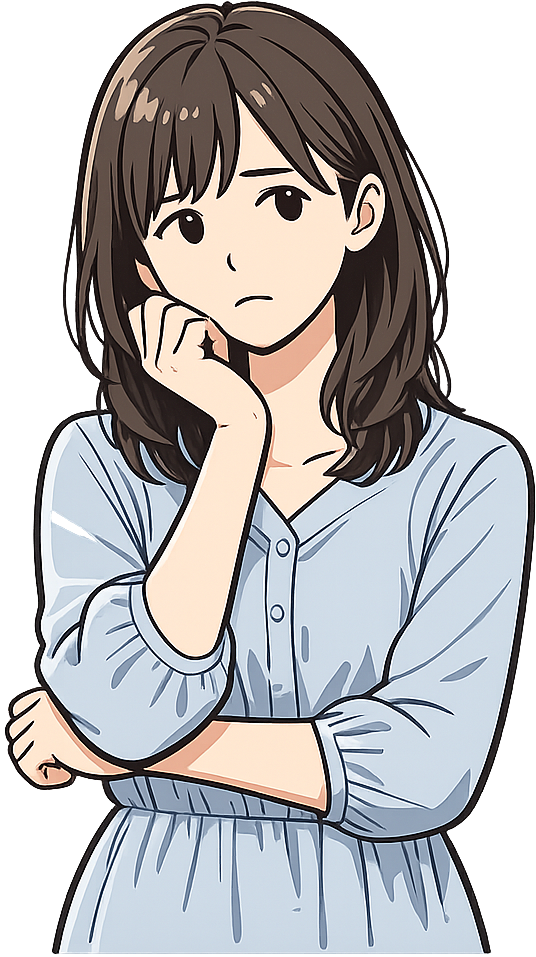 不安そうに見ている女性