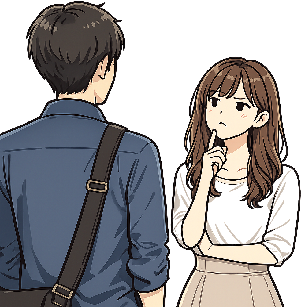 怪しんでいる女性