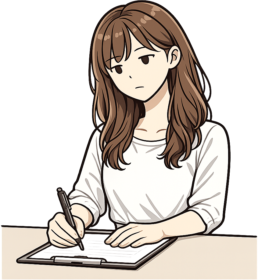 時系列を記録している女性