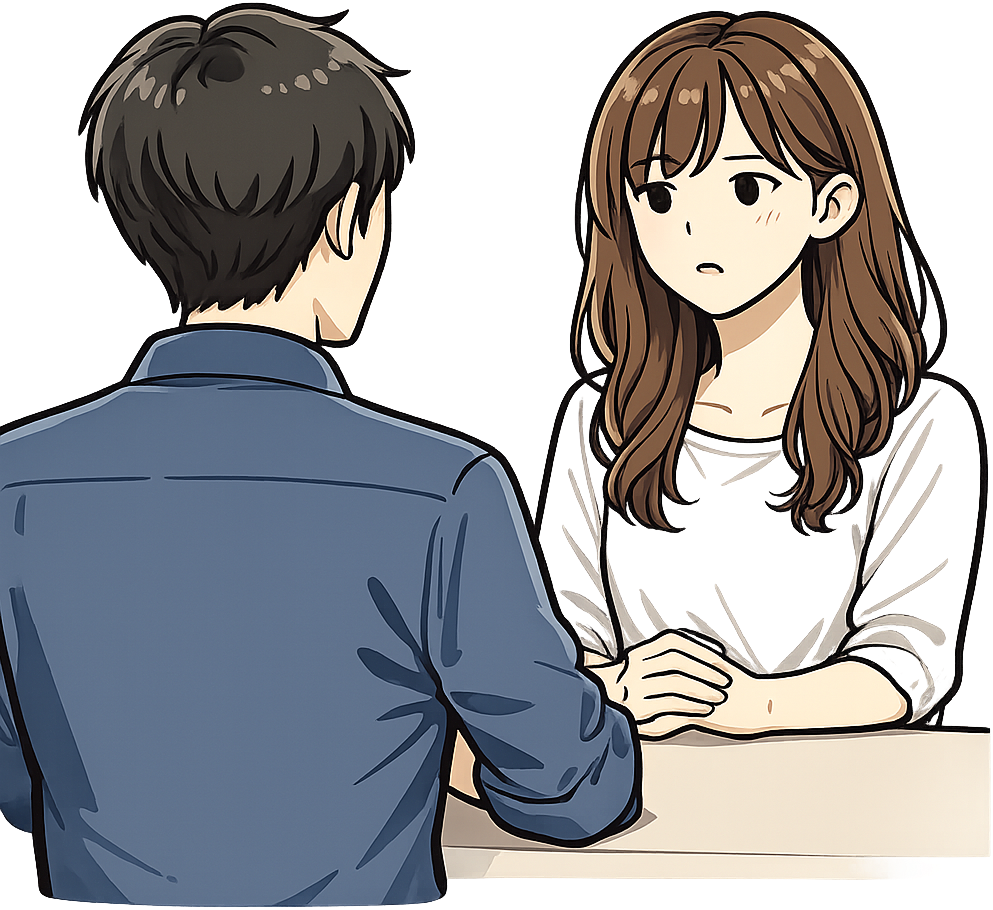 深刻な話しをしている男女