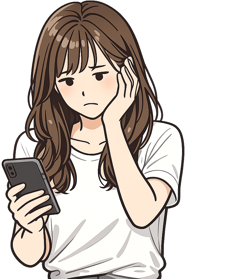 スマホを見て困った表情をしている女性